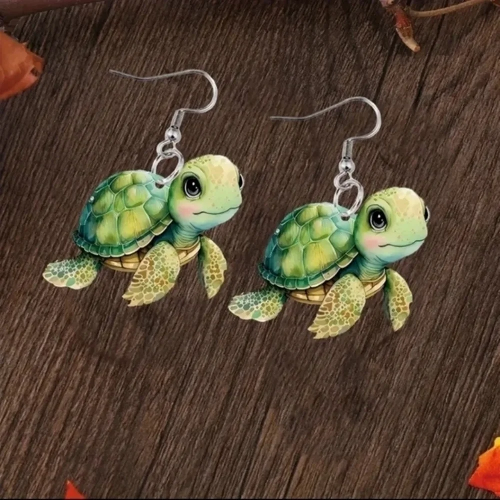 Ocean Sea Life Animal Turtle Womens‎ Adorable Dangle Drop Acryclic Earrings